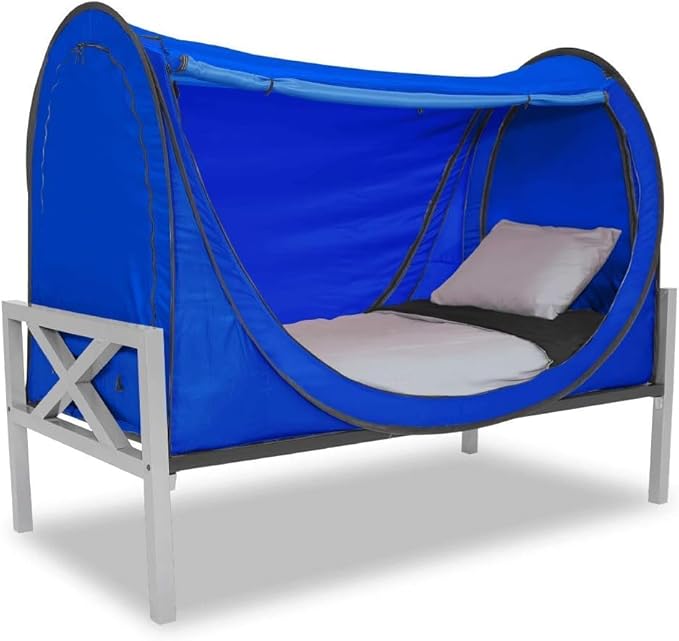 Privacy Pop up Eclipse Bed Tent Bed Drapes (Blue, Queen)