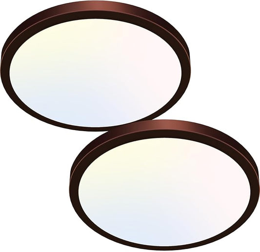 hepside 2PACK Flush Mount LED Ceiling Light Fixture Oil Rubbed Bronze, 12Inch 28W, Dimmable 3000K-4500K-6000K 3 Color Ceiling Lamp 3200LM Low Profile Ceiling Light for Kitchen Bedroom Hallway