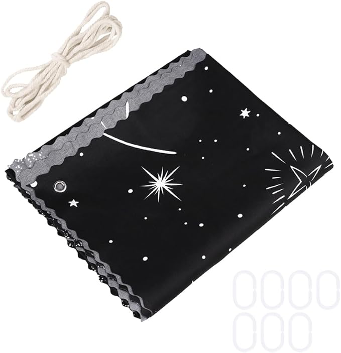 HAOZAIKEJI Student Bunk Bed Curtains Dormitory Blackout Bed Drapes for Loft Bed Milky Way Moon Curtain for Bed Frame Dustproof Decorative Shading Canopy for Bottom Bunk Bed