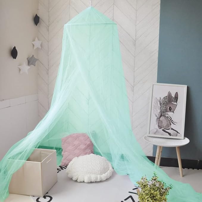 Eimilaly Bed Canopy Mosquito Net, Bed Canopy for Girls Room Decor - Insect Protection Hanging Canopy for Adults, Babies, Outdoor Camping, Green/Single Door