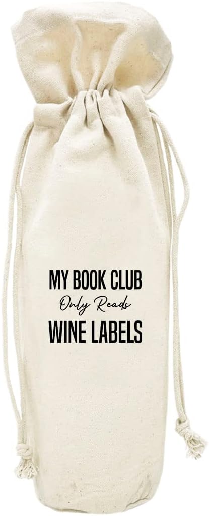 Andaz Press Mothers Day Wine Bag, My Book Club Only Reads, Mothers Day Wine Bottle Cover, Mother's Day Gifts, Canvas Wine Gift Bag Champagne Bottle Bag Wine Bags For Wine Bottles Gifts 1-Pack