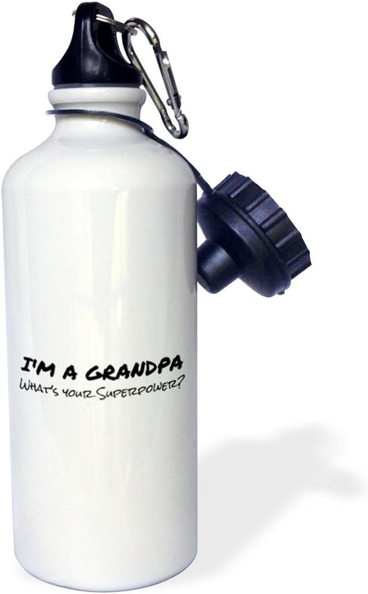 3dRose Im a Grandpa-Whats your Superpower-funny gift for granddad Sports Water Bottle, 21 oz, Multicolor