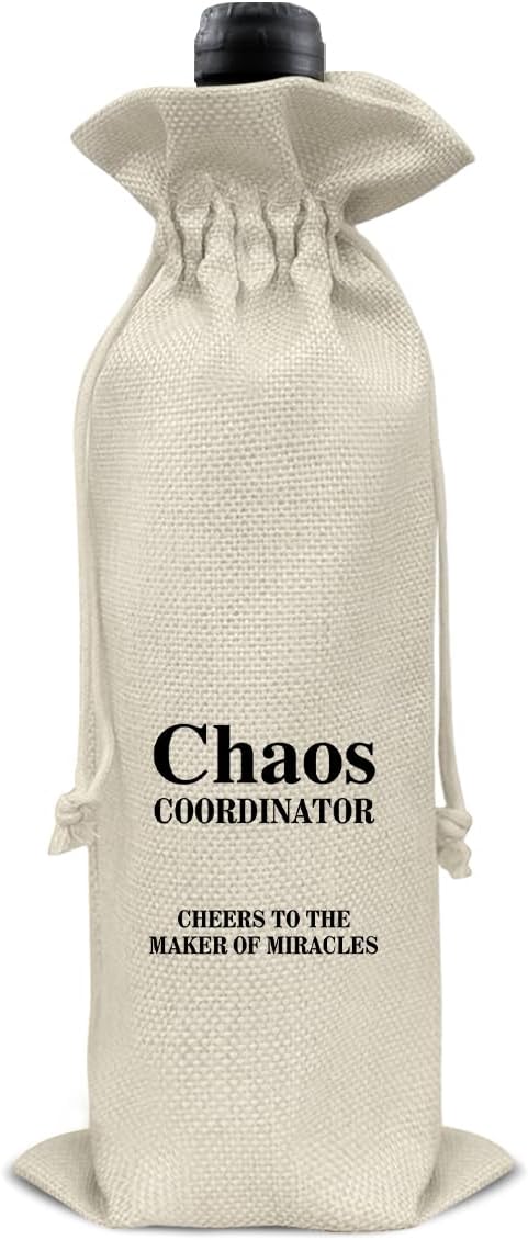 Chaos Coordinator Gifts Wine Bag Thank You Gifts for Coworker Boss Manager Teacher Nurse Doctor Chaos Coordinator Wine Gift Bag