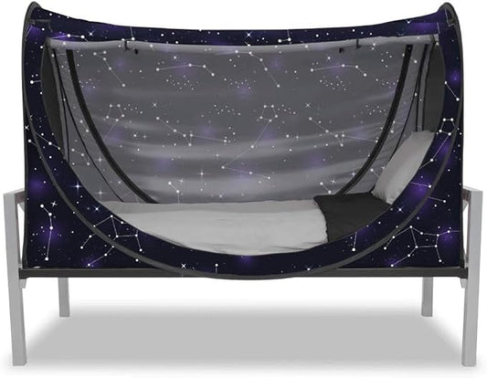 Privacy Pop up Eclipse Bed Tent Bed Drapes (Starry Constellation, Queen)