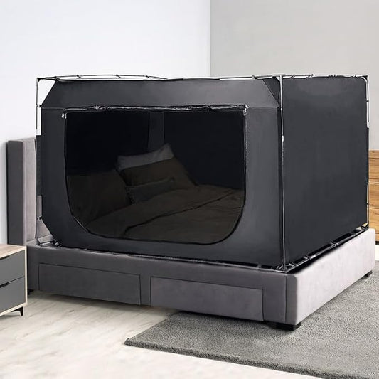 Rengue King Size 80 * 78 * 47 Bed Tent Bed Canopy Tents for Adult and Kids Portable Dream Tent Indoor Sleeping Tents 70% Blackout Light with 3 Doors Breathable Big Space Privacy Space Bed Tent Bunk