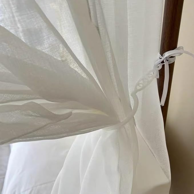 Elegant Princess 4 Corner Post Mosquito Net Romantic for Girls Women Bed Curtain Canopy for Adult Wedding Bedroom Kids Rooms Decoration (Type4-White, Queen)