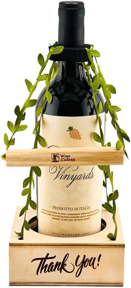 Personalized Wine Gift Box - Engraved & Blank Options for Birthdays, Anniversaries, Holidays, Housewarming - Leaf Design (Leaf, Thank You)
