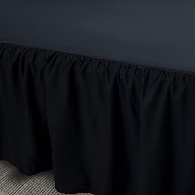 King Size Bed Skirt, 18'' Drop, Microfiber, Black