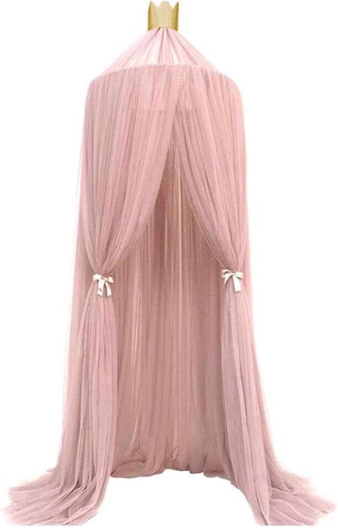 Pink Bed Canopy Canopy Net for Bed Bed Curtains from Ceiling 23.6 x 94.5 Inches Mosquito Net for Children's Bed Decoration Canopy Bed Curtains with Ribbon and Gold Decorative Paper