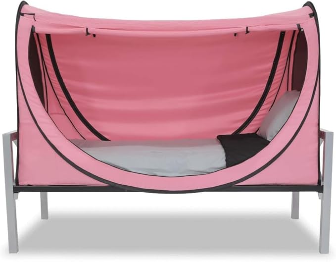 Privacy Pop up Eclipse Bed Tent Bed Drapes (Pink, Queen)