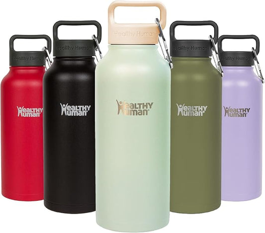 Healthy Human Stainless Steel Water Bottle | Double Walled Vacuum Insulated Water Thermos for Adults | Eco-Friendly Travel Bottles with Leak Proof Lid (Peppermint, 21 oz/ 621 ML)