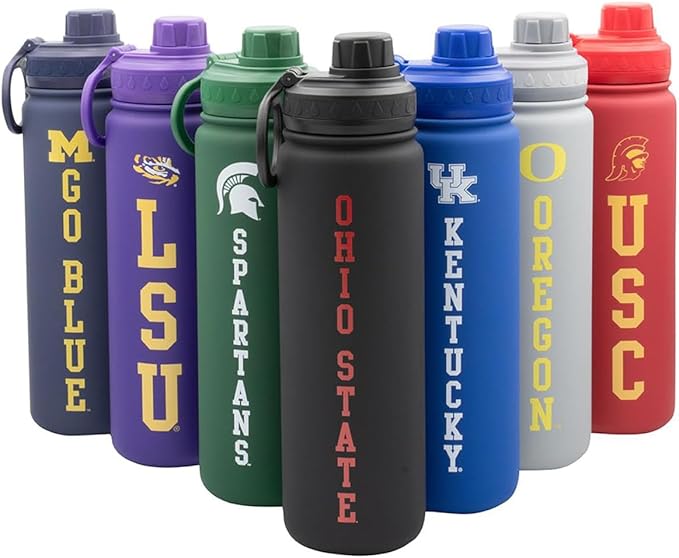 Ohio State Water Bottle - Black Double Walled Stainless Steel 24 oz Keeps Drinks Cold or Hot