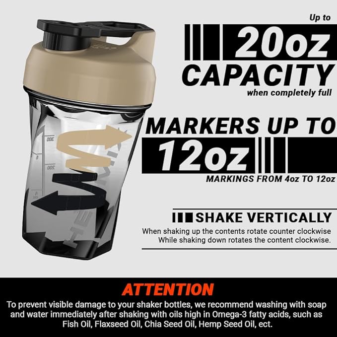 HELIMIX 1.5 Vortex Blender Shaker Bottle Holds Upto 20oz | No Blending Ball or Whisk | USA Made | Portable Pre Workout Whey Protein Drink Shaker Cup | Mixes Cocktails Smoothies Shakes | Top Rack Safe