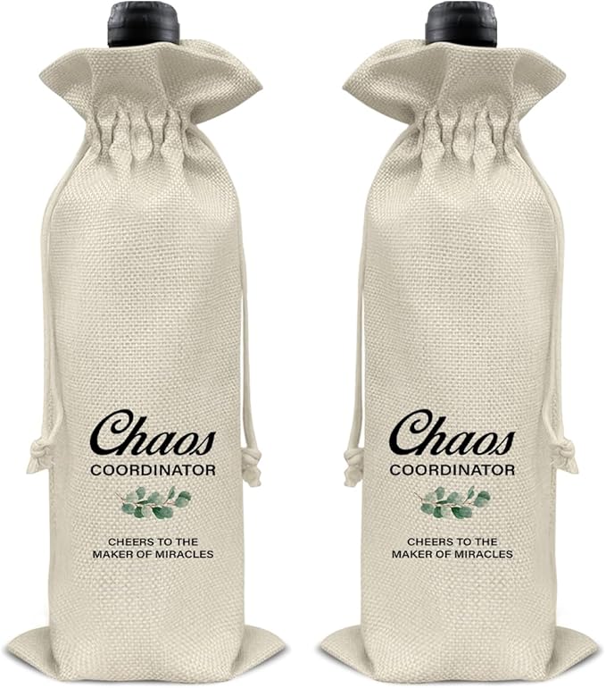 HOIJAUMAI Chaos Coordinator Gift for Women Men, Chaos Coordinator Wine Bag Chaos Coordinator Wine Gift Bags for Teacher Leader Mentor Coach Boss