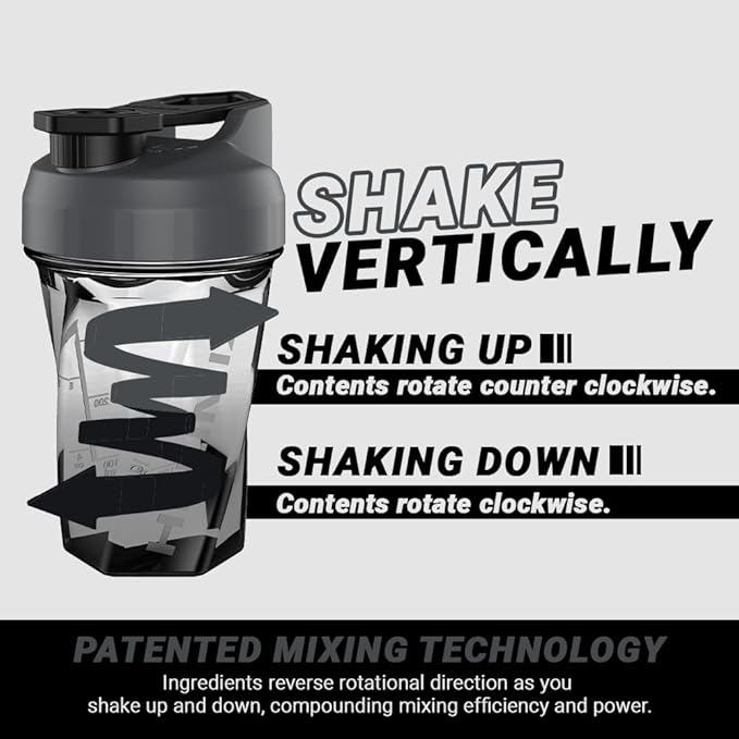 HELIMIX 1.5 Vortex Blender Shaker Bottle Holds Upto 20oz | No Blending Ball or Whisk | USA Made | Portable Pre Workout Whey Protein Drink Shaker Cup | Mixes Cocktails Smoothies Shakes | Top Rack Safe