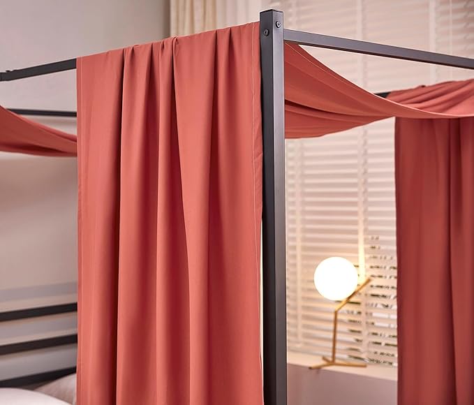 Akiky Montessori Floor Bed Canopy Curtains Linen Canopy for Kids House Bed Canopy Scarf for Toddler Adult Bed Frame Canopy Panel Nursery Room Decor (Twin,Terracotta)