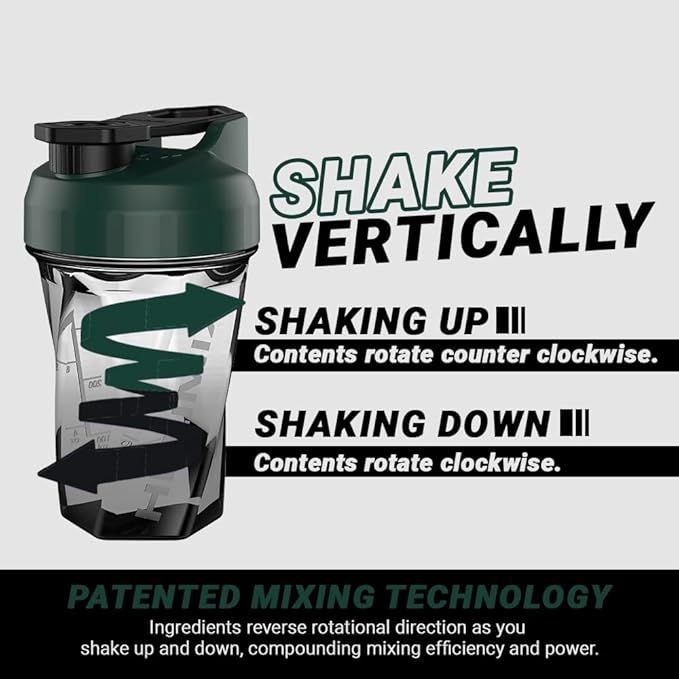HELIMIX 1.5 Vortex Blender Shaker Bottle Holds Upto 20oz | No Blending Ball or Whisk | USA Made | Portable Pre Workout Whey Protein Drink Shaker Cup | Mixes Cocktails Smoothies Shakes | Top Rack Safe