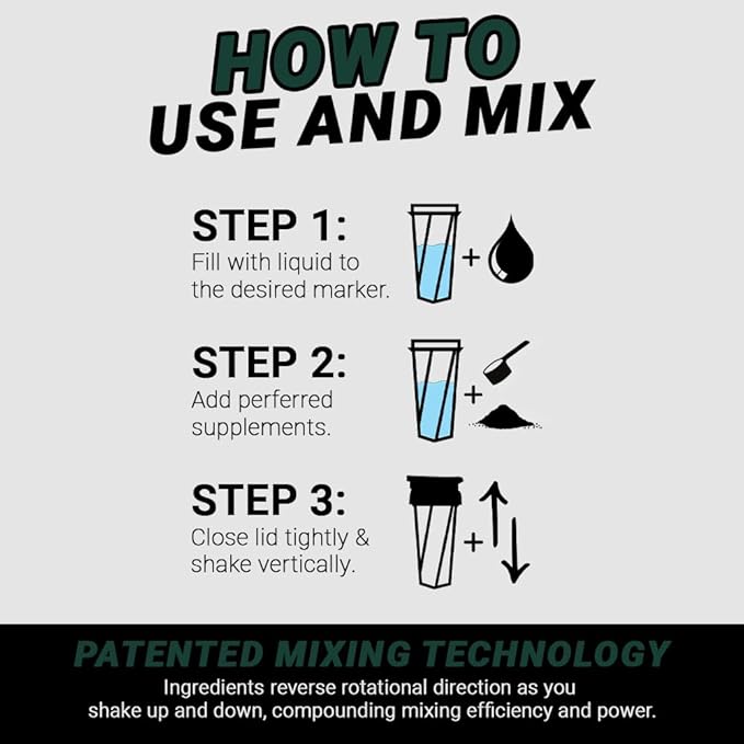 HELIMIX 2.0 Vortex Blender Shaker Bottle Holds upto 28oz | No Blending Ball or Whisk | USA Made | Portable Pre Workout Whey Protein Drink Shaker Cup | Mixes Cocktails Smoothies Shakes | Top Rack Safe