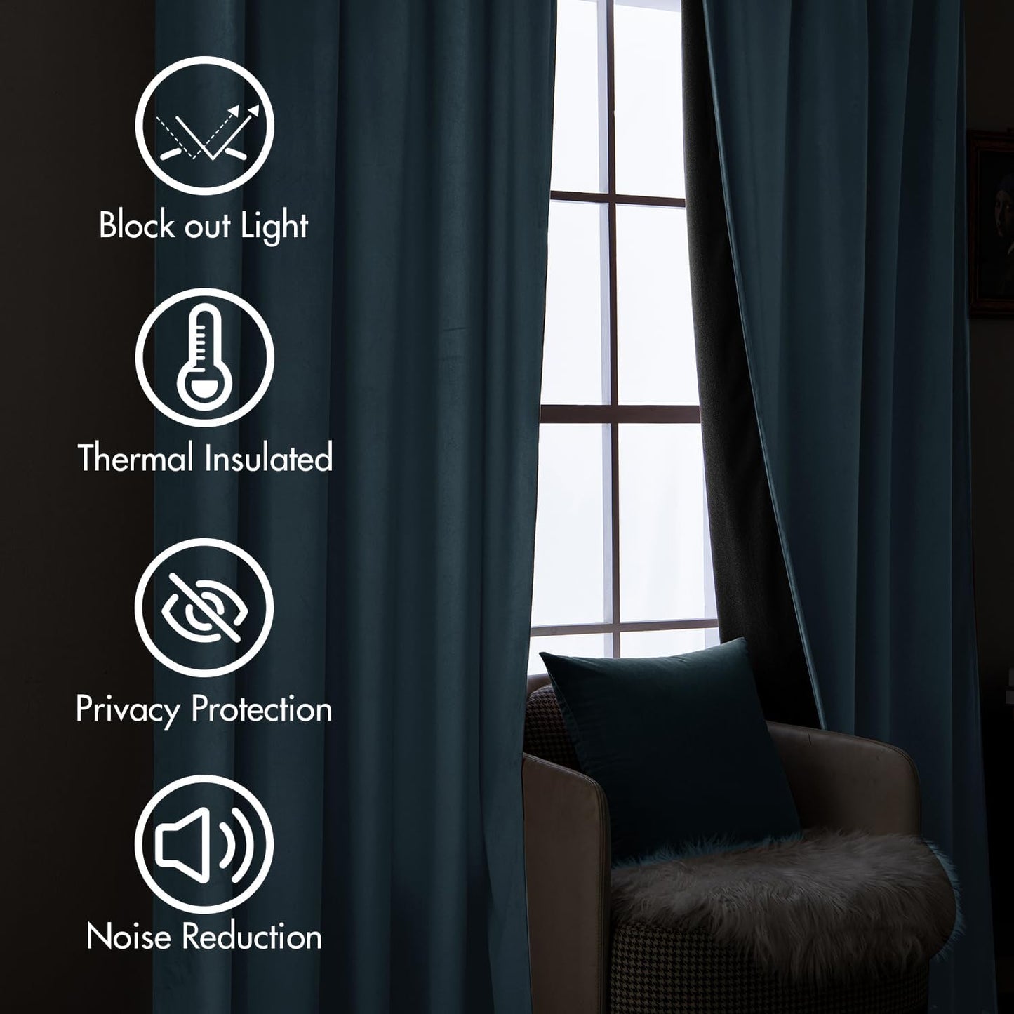 MIULEE Stone Blue Velvet Curtains 84 inches Long 2 Panels - Luxury Pinch Pleated Room Darkening Window Drapes for Bedroom Living Room Thermal Insulated Super Soft, Back Tab Rod Pocket Light Blue