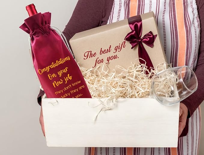 LANBAIHE New Job Gifts Wine Bag, Promotion Gifts, Congratulationg On New Job, Coworker Leaving Gift, Going Away Gifts for Coworker Women Men- Pairs Well With New Job Gift (New Job-Red)
