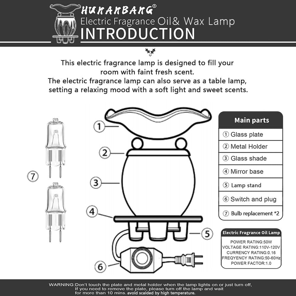 HUNANBANG 3 in 1 Electric Oil Warmer Scented Wax Warmer Wax Melt Warmer Melter Fragrance Wax Burner(LW-Green2)