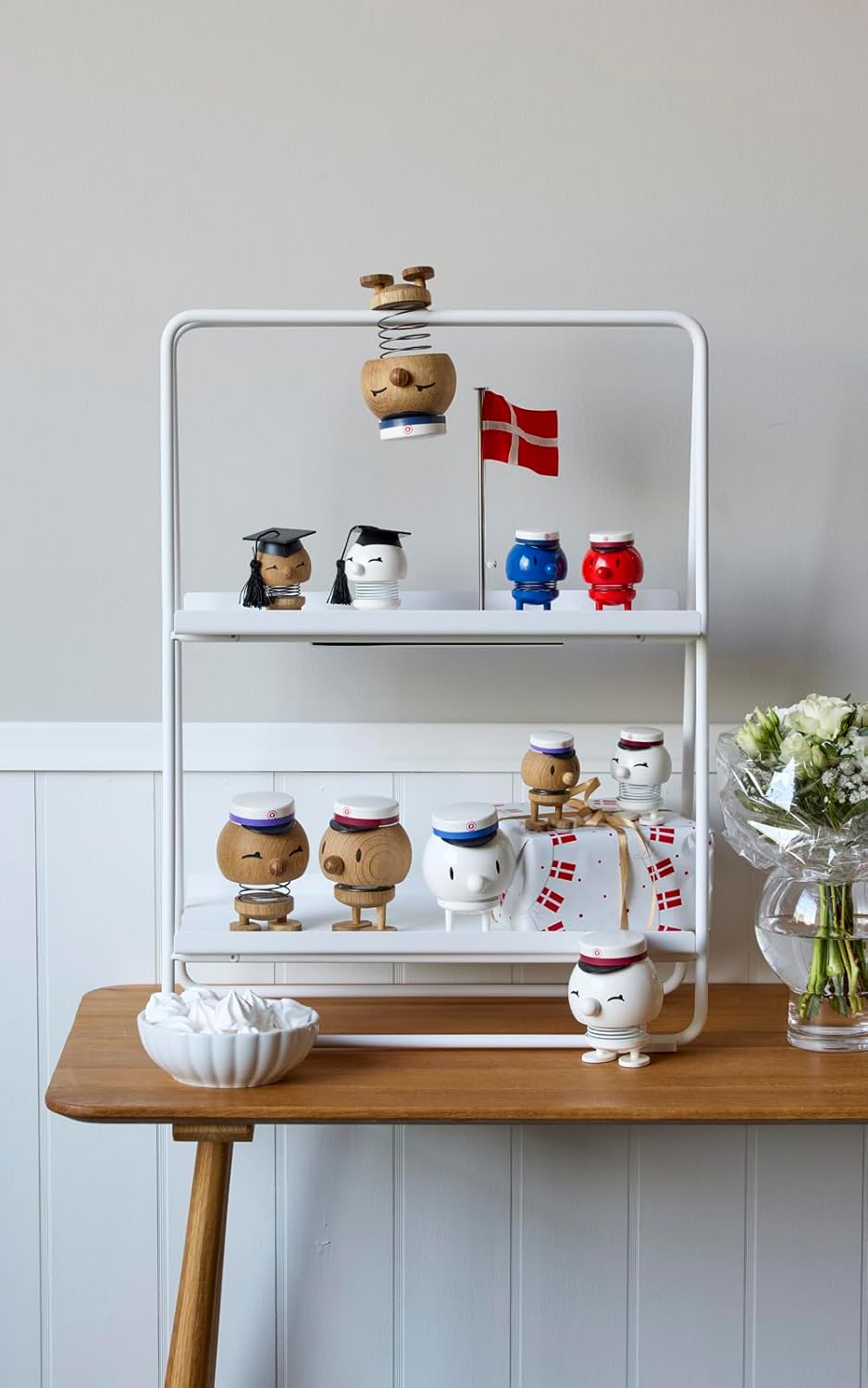 Hoptimist Student IQ Bumble, Woody Brown, Home Decor Ornament - Scandinavian Design, Wood W/Metal Spring, Small - Creates Cheerful Movement