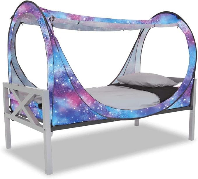 Privacy Pop up Eclipse Bed Tent Bed Drapes (Unicorn Galaxy, Full)
