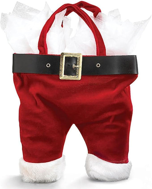 Burton & Burton Santa Pants One Size Tote Bag for Wine Bottle, Red