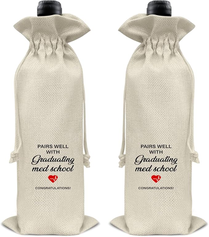 HOIJAUMAI Med School Graduation Gifts Med School Graduation Wine Bag Pairs Well with Graduating Med School Wine Gift Bags for Women Men