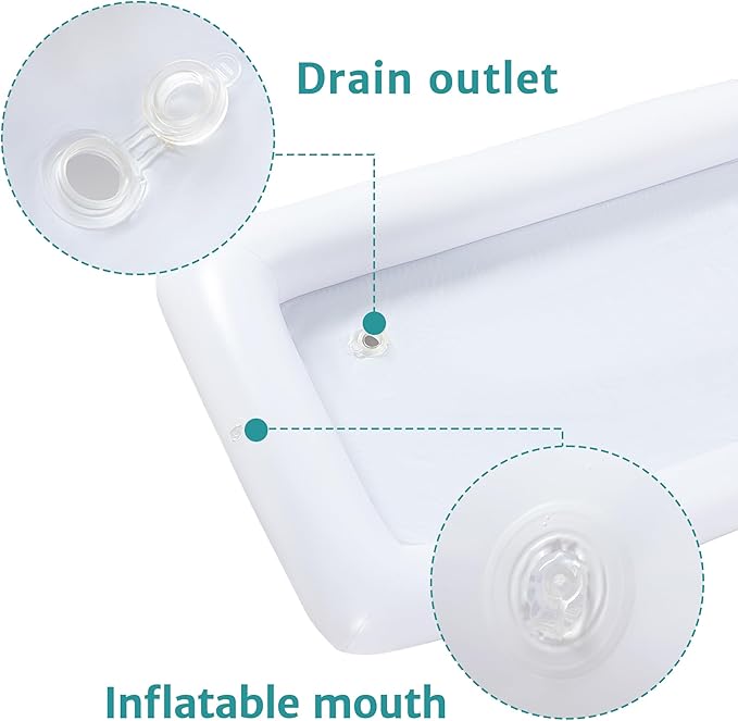 HBlife 4 PCS Inflatable Serving Bar, Salad Ice Tray Food Drink Containers with Drain Plug and 1 Hand Air Pump, Inflatable Buffet Cooler for Party Supplies