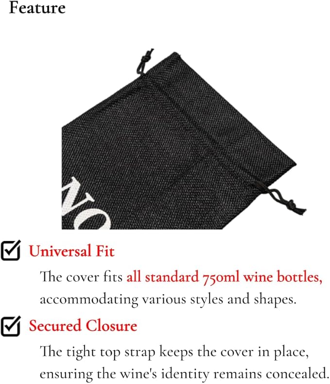 Burgundy Blind Tasting Wine Bags Cover Pouch Kit Tasting Sleeve With Numbering 1to10 Mark Printed On It (10pcs) Hessian Cloth Glass Bottle Gift Bags for Christmas Wedding Party Decoration