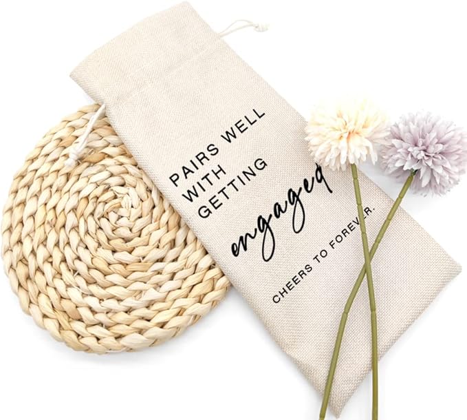 Socive Engagement Wine Bag, Pairs well with Engagements, Bride Gift, Engaged Gift for Couples, Gift for her, Engagement Party Decorations - Engaged Gift