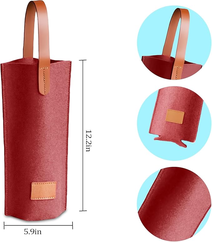 Daphilly Wine bags, 2 bottles wine gift bag for wine bottles, felt high grade wine gift bag for birthday, baby shower, wedding, graduation, Christmas and Thanksgiving (burgundy)