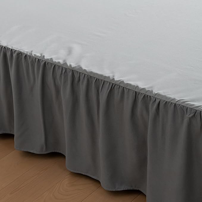 Bed Skirt Full Size Ruffled Bed Skirts with Split Corners, 16 Inch Drop Dust Ruffle Bed Skirt with Platform, Gray, Full - 16" Drop