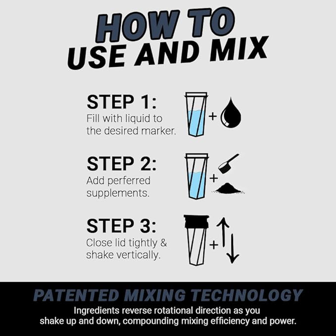 HELIMIX 1.5 Vortex Blender Shaker Bottle Holds Upto 20oz | No Blending Ball or Whisk | USA Made | Portable Pre Workout Whey Protein Drink Shaker Cup | Mixes Cocktails Smoothies Shakes | Top Rack Safe
