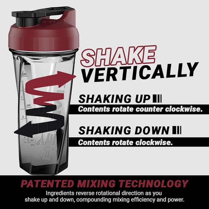 HELIMIX 2.0 Vortex Blender Shaker Bottle Holds upto 28oz | No Blending Ball or Whisk | USA Made | Portable Pre Workout Whey Protein Drink Shaker Cup | Mixes Cocktails Smoothies Shakes | Top Rack Safe