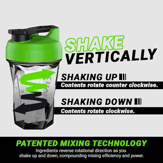 HELIMIX 1.5 Vortex Blender Shaker Bottle Holds Upto 20oz | No Blending Ball or Whisk | USA Made | Portable Pre Workout Whey Protein Drink Shaker Cup | Mixes Cocktails Smoothies Shakes | Top Rack Safe