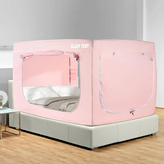 Bed Tent Twin Bed Canopy Dream Tents for Indoor Portable Blackout Tents Privacy Space Warm Breathable Sleeping Tents for Kids and Adult(Pink,Mattress Not Included) Reducing Light