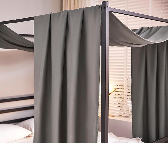 Akiky Linen Canopy Bed Curtains for Kid House Bed Montessori Canopy for Nursery Bed Canopy for Kids Child Toddler Adult Room Decoration(Twin,Dark Gray)
