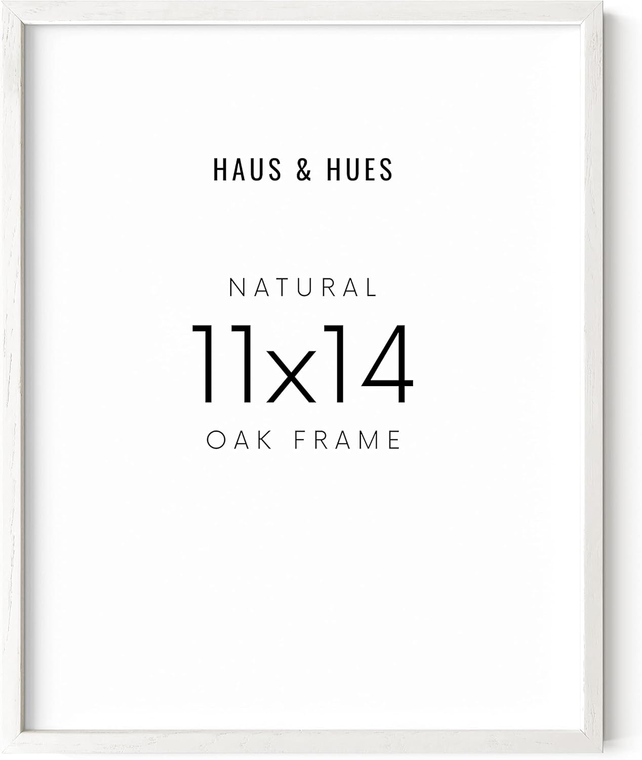 HAUS AND HUES White Oak Wood 11x14 Picture Frame - Modern Wood Wall Art Display - Lightweight White 11x14 Frame - Ready-to-Hang Vertically & Horizontally for Art Prints, Photos, Posters