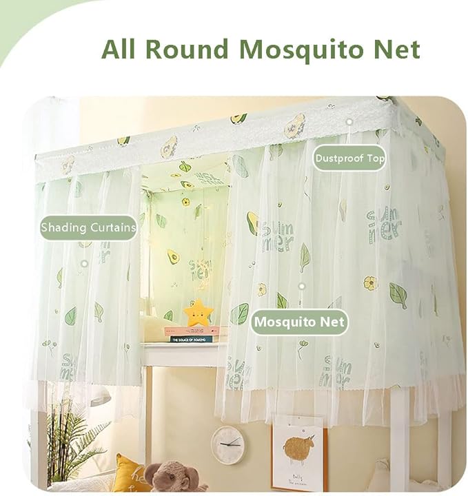 XGOPTS Dormitory Bunk Bed Privacy Curtains Students Single Bottom Bunk Bed Blackout Curtains Dustproof Cloth Bed Canopy Curtains Shading Mosquito Protection Nets Bedroom Tent Decor