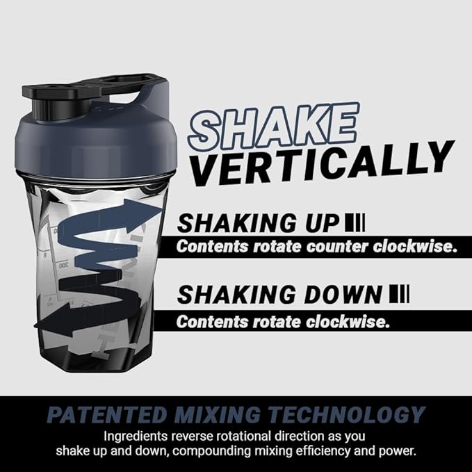 HELIMIX 1.5 Vortex Blender Shaker Bottle Holds Upto 20oz | No Blending Ball or Whisk | USA Made | Portable Pre Workout Whey Protein Drink Shaker Cup | Mixes Cocktails Smoothies Shakes | Top Rack Safe