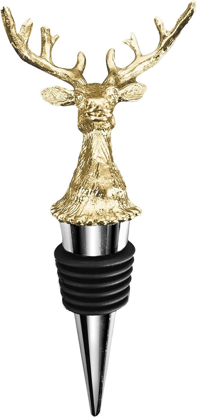 Deer Head Wine Stopper - Unique Rustic Decor Bar Accessorys for Wine Preservation, Ideal Wine Lover Gift