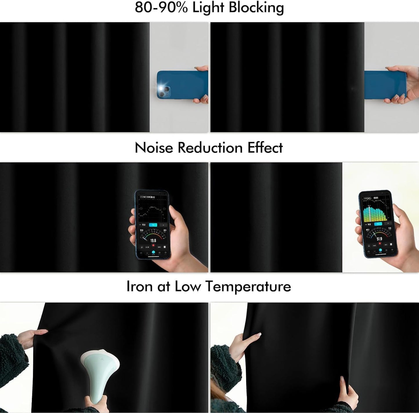 MIULEE Back Tab Blackout Curtains 84 Inch Length 2 Panels Set for Living Room Bedroom, Halloween Black Rod Pocket/Pinch Pleated Thermal Insulated Room Darkening Light Blocking Curtains 84 Inches Long