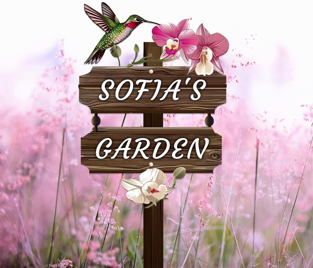 Personalized Watercolor Bird Metal Sign with Stake,Custom Gardener Last Name Signs Outdoor Decor,Customized Gardening Housewarming Gifts,Birds on the Branch Plaques for Patio Lawn Porch Backyard Farm