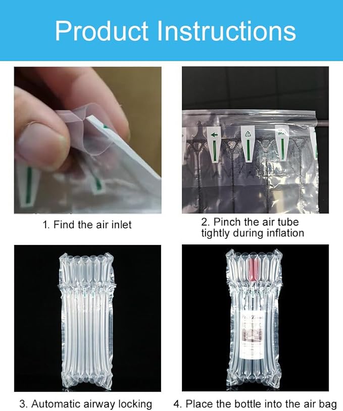 Wine bags for travel,Travel Bags For Wine Bottles Airplane, Wine Travel Bag, Wine Glass Storage Containers,Wine gift bag,Air Filled Packaging Sleeves with Reusable Pump(12 Packs)