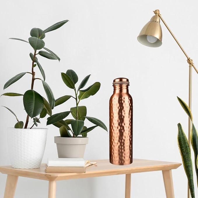 Himalayan Ayurveda Copper Water Bottle (32oz/950 ml) 100% Pure Handmade Hammered Ayurvedic Pure Copper Vessel for Drinking Heavy Duty & Leak-proof|Copper Water Bottle For Home, Office and Gifting