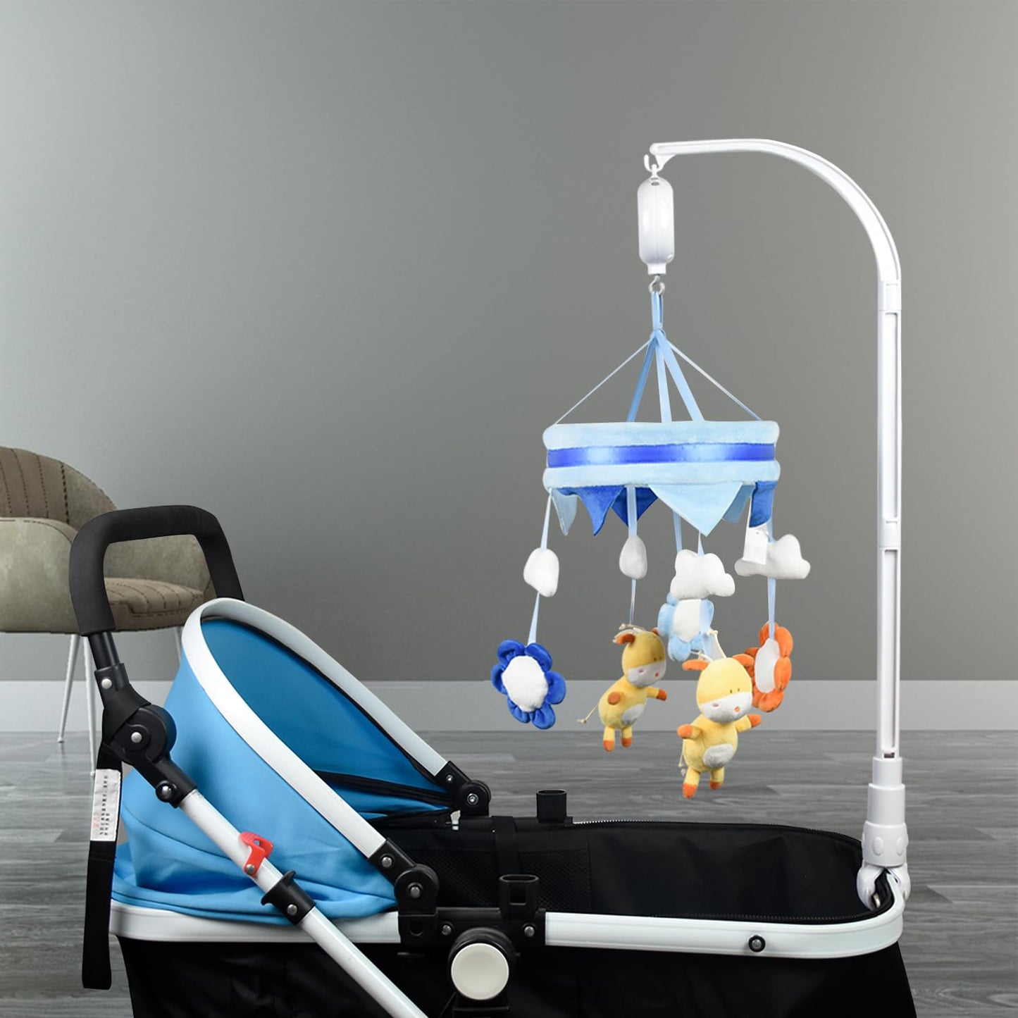 HLEEDEUO 32 inches Crib Mobile Arm Adjustable Height Mobile Holder Arm with Baby Mobile Clamp, Bassinet Mobile Attachment & Crib Arm Attachment Clamp - DIY Mobile Arm Hanger for Bassinet & Crib