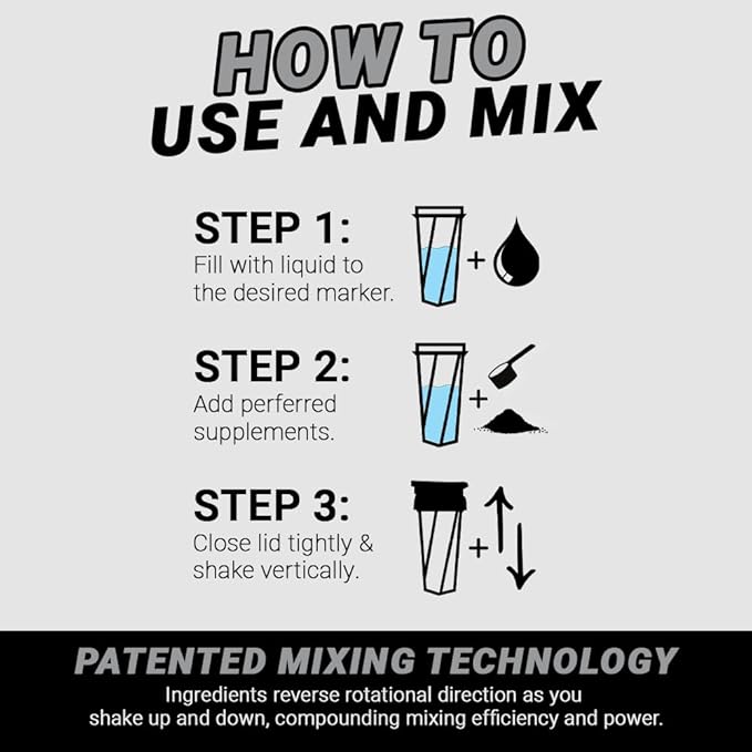 HELIMIX 1.5 Vortex Blender Shaker Bottle Holds Upto 20oz | No Blending Ball or Whisk | USA Made | Portable Pre Workout Whey Protein Drink Shaker Cup | Mixes Cocktails Smoothies Shakes | Top Rack Safe