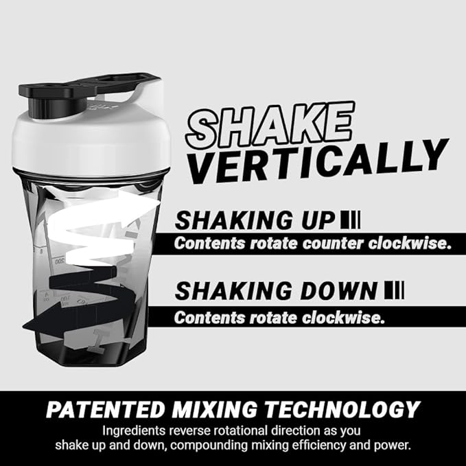 HELIMIX 1.5 Vortex Blender Shaker Bottle Holds Upto 20oz | No Blending Ball or Whisk | USA Made | Portable Pre Workout Whey Protein Drink Shaker Cup | Mixes Cocktails Smoothies Shakes | Top Rack Safe
